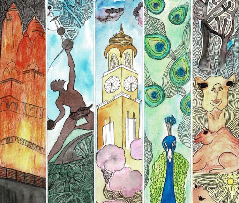 Strips of art depicting BITS Pilani